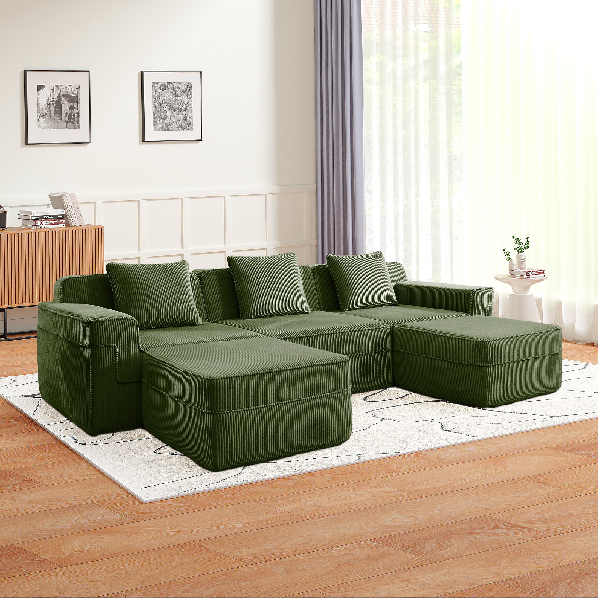 Mercer41 Modular 3 Seat U Shape Boneless Sofa, Cloud Sectional Couch ...
