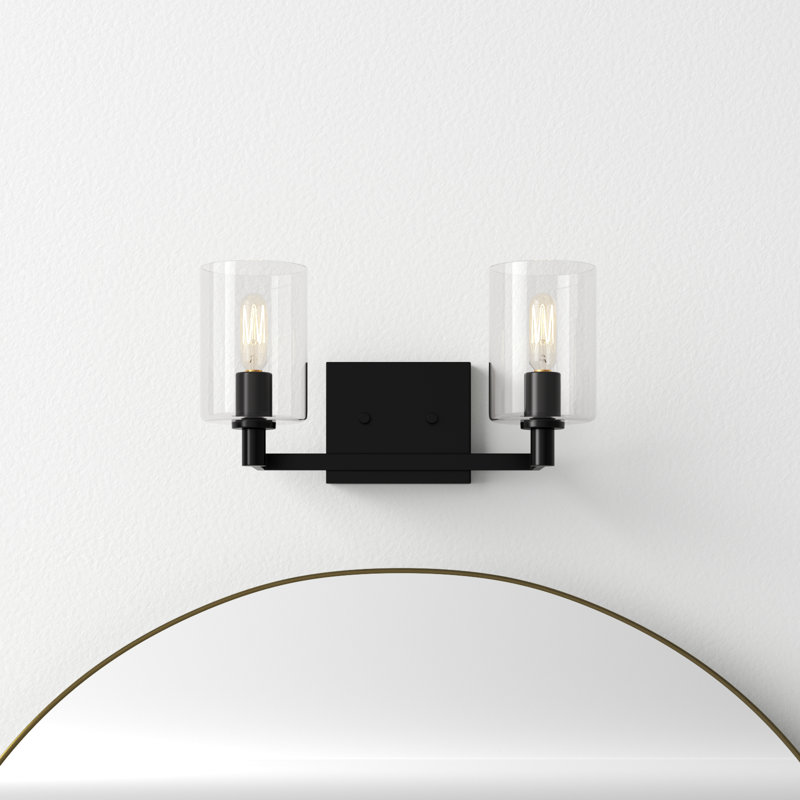 Midnight Black 2-Light Dimmable Vanity Light with Clear Glass Shades