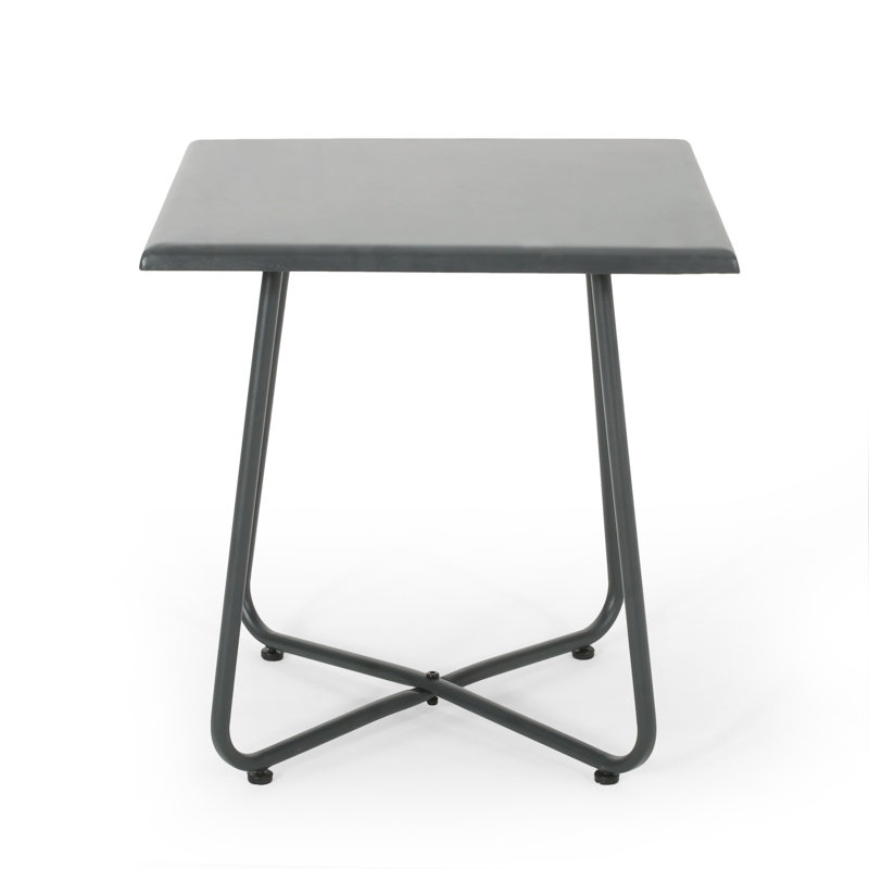  Outdoor Metal Square Side Table, Modern Patio Accent Table, Weather-Resistant, Grey, Gray