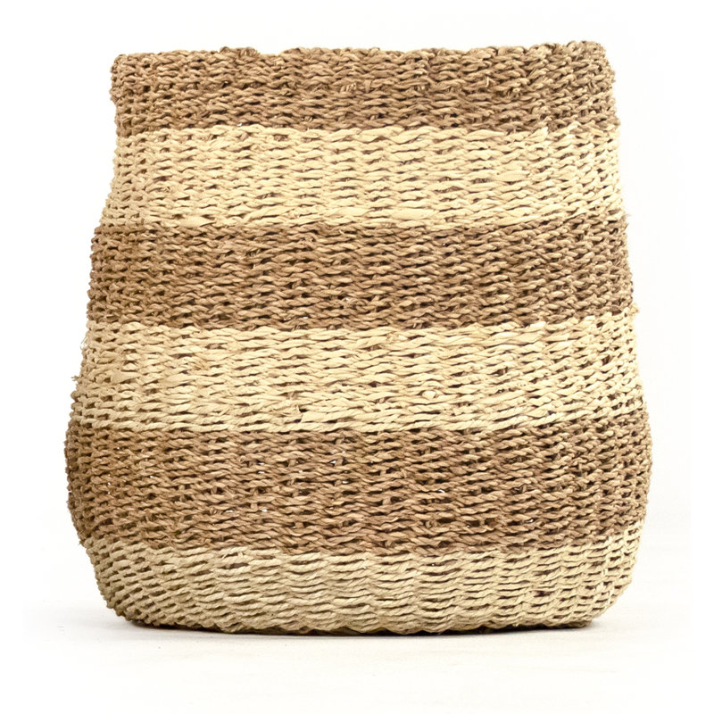 Hand Woven Seagrass Decorative Basket, 14" H x 14" W x 14" D