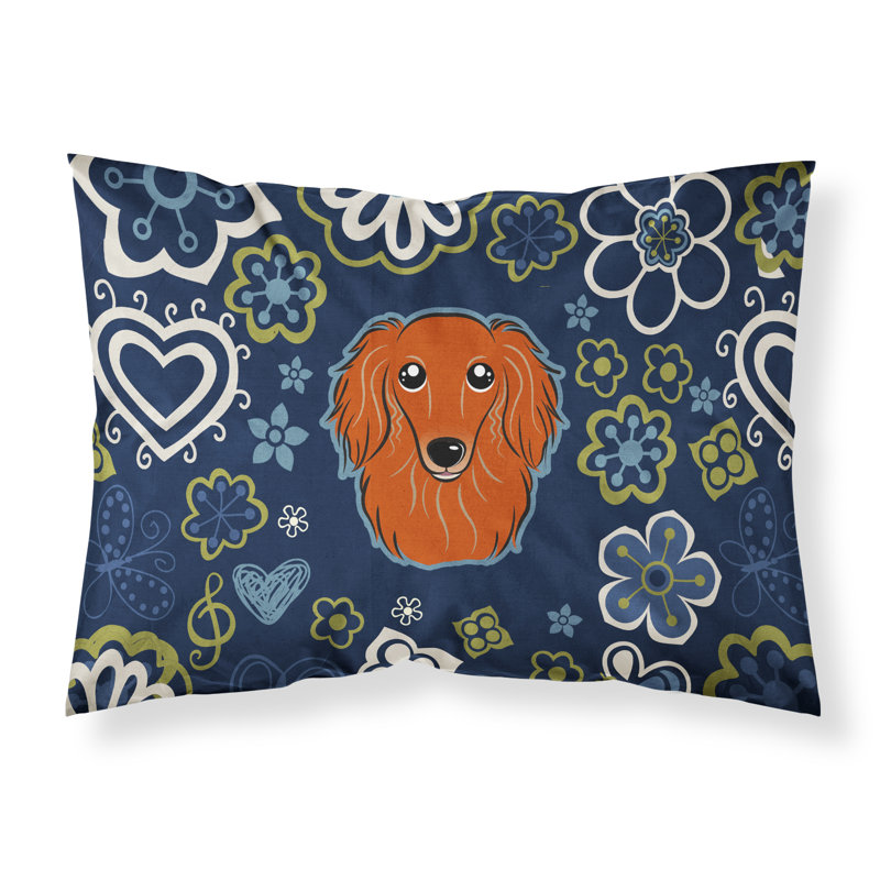 Flowers Microfiber Floral, Longhair Red Dachshund