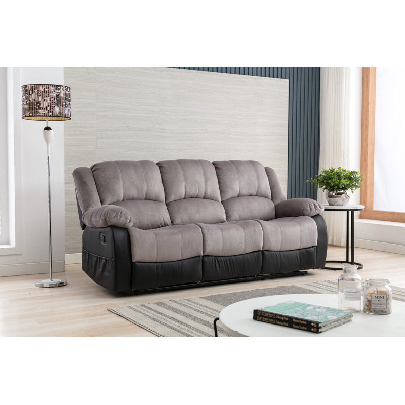 Canapé inclinable à accoudoirs coussinés de 83 po Alizzon, Gris