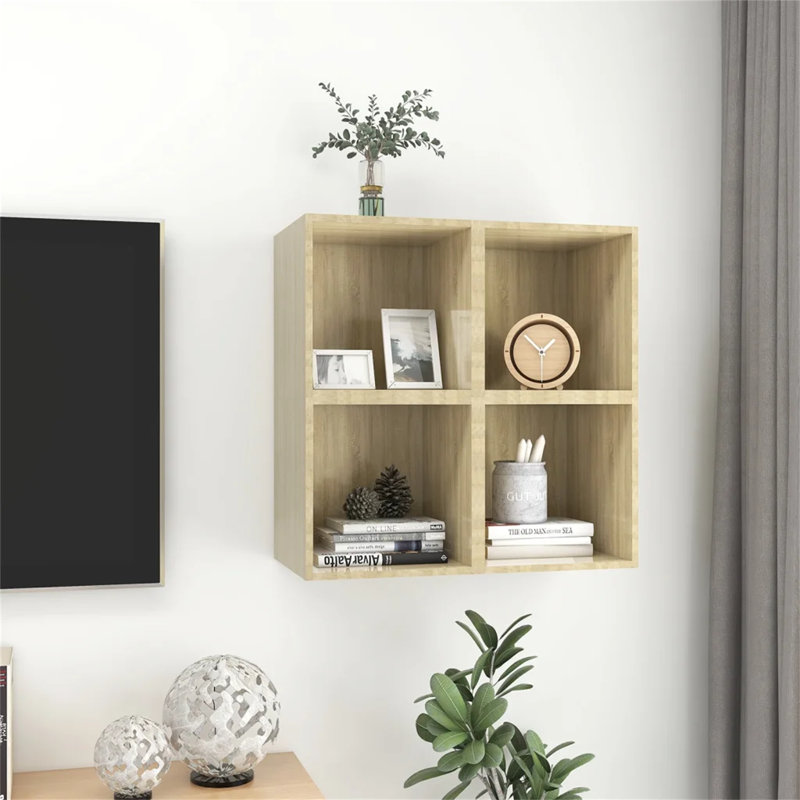 Dellahoy 4 Piece Square Cube Shelf, Oak