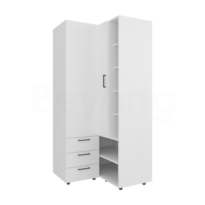 Armoire blanche avec rangement ouvert et 2 tiroirs, Blanc