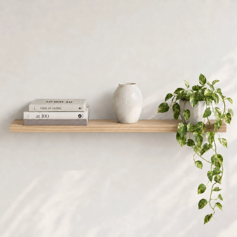 Tablette flottante Avnish, H 1,6 po x l 48 po x P 8,1 po, Bois brûlé