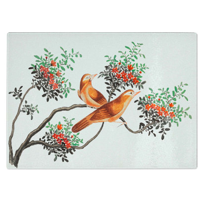 Tempered Glass Birds of China Chopping Board