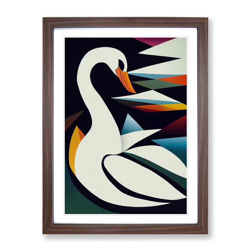 Swan - Framed Print, Walnut Framed, 34cm H x 25cm W x 2cm D