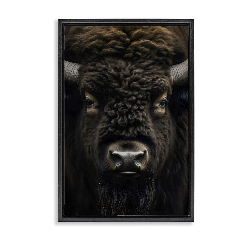 Cadre flottant rapproché Bison Portrait, design by Creative Studio, 31 x 21, Jet Black Floater Framed