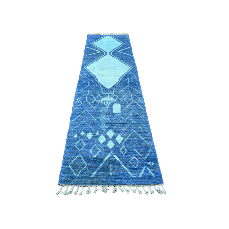 Tapis de couloir bleu en laine tissé à la main 2 pi 10 po x 10 pi 3 po C36085C833F441B0ACEFEA4E05CB8938