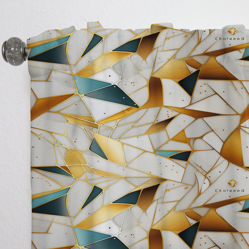 Rideau obscurcissant Marble White and Gold, L 52 po x L 84 po