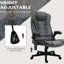 Fauteuil de bureau 6 points vibrant et chauffant, dossier inclinable gris foncé, siège rembourré et réglable pour fauteuil confortable, massage par vibration,