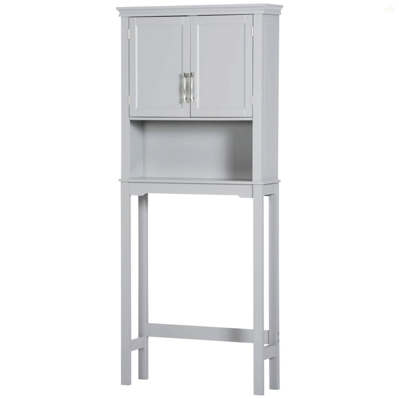 Armoire de rangement pour salle de bain à double porte avec tablette réglable intérieure et tablette ouverte Kleankin