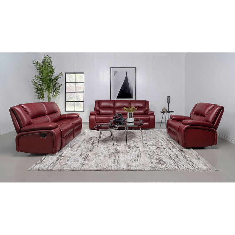 Ensemble de canapé inclinable 3 pièces Elodie, Rouge