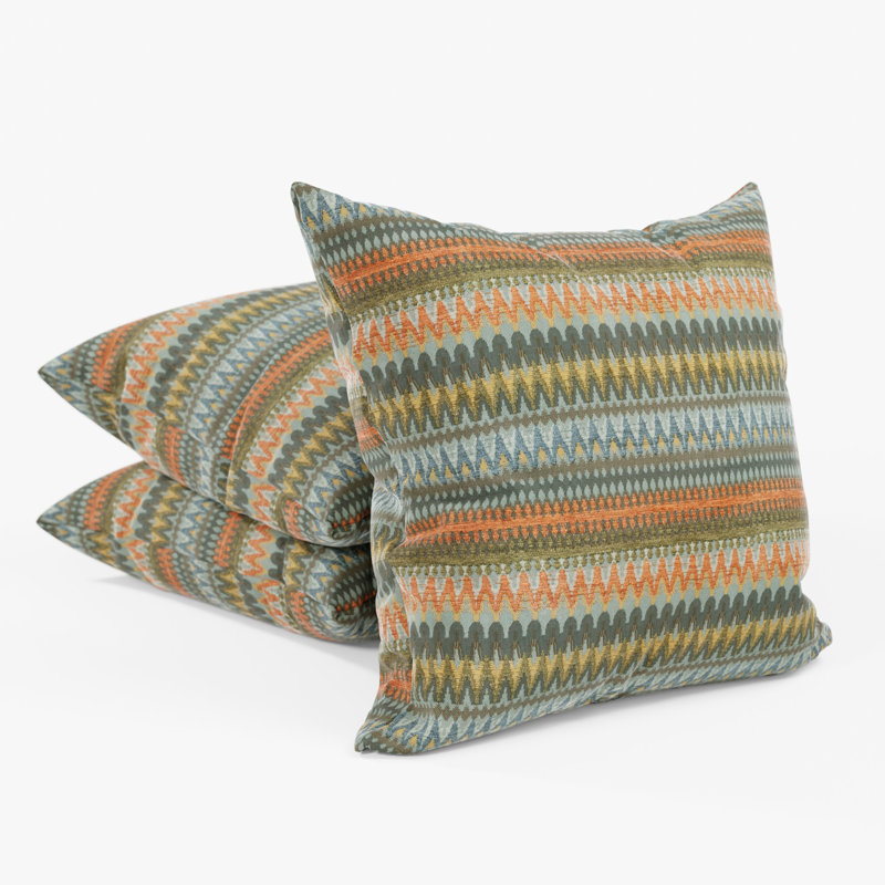 Isaacs Geometric Square Cushion, 60cm x 60cm, Filled Cushion, Orange/Teal