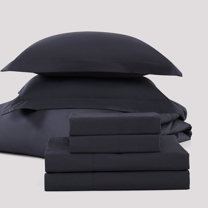 Ultra Percale Duvet Cover Set, Carbon, Queen + 2 Standard Pillow Shams