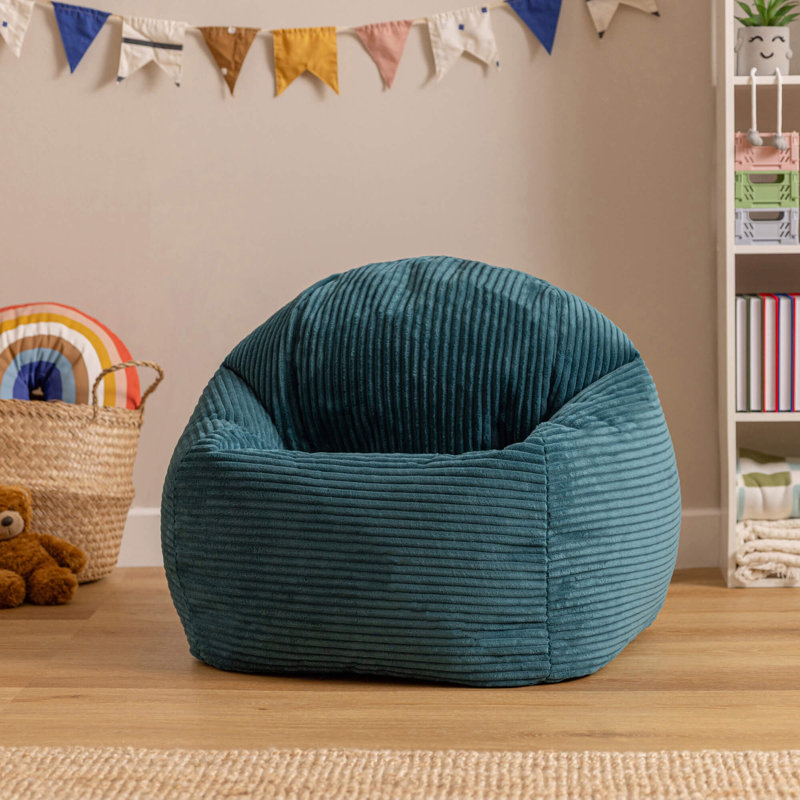 icon Kids Kingston Cord Classic Bean Bag and Mini Square Footstool, Terracotta, Teal