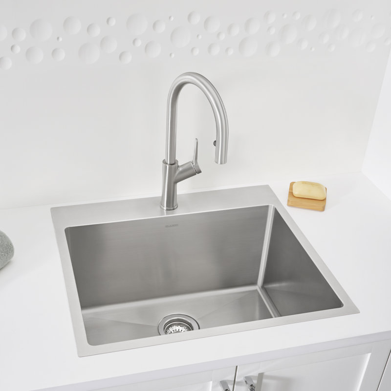 Quatrus 25" L x 22" W Drop-In/Undermount Stainless Steel Laundry Sink