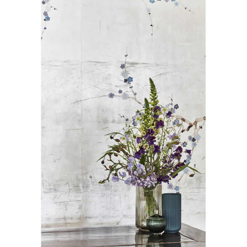 Handmade Glass Table Vase, Smoke, 15" H x 8.3" W x 8.3" D