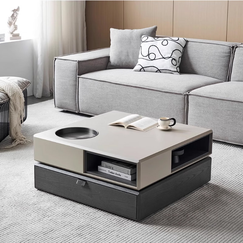 Luxury-simplified rotating cube coffee table
