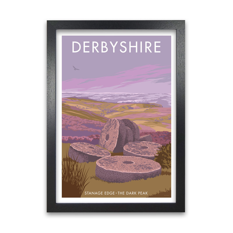 Derbyshire Stanage Edge 1 Piece Wall Art, 42 cm H x 29.7 cm W x 5 cm D, Black