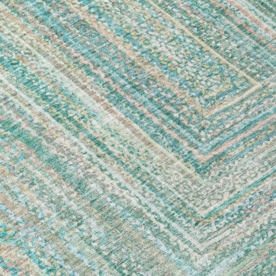 Tapis bleu sarcelle lavable à la machine intérieur / extérieur Xhevrie