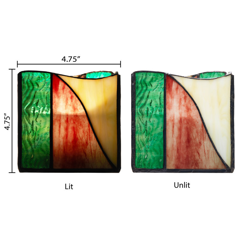 4.75"W Abstract Design Stained Glass Candle Holder