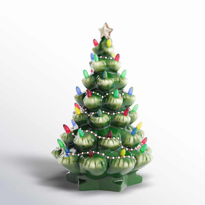 Treasured Traditions Light-Up Tree Figurine, Green