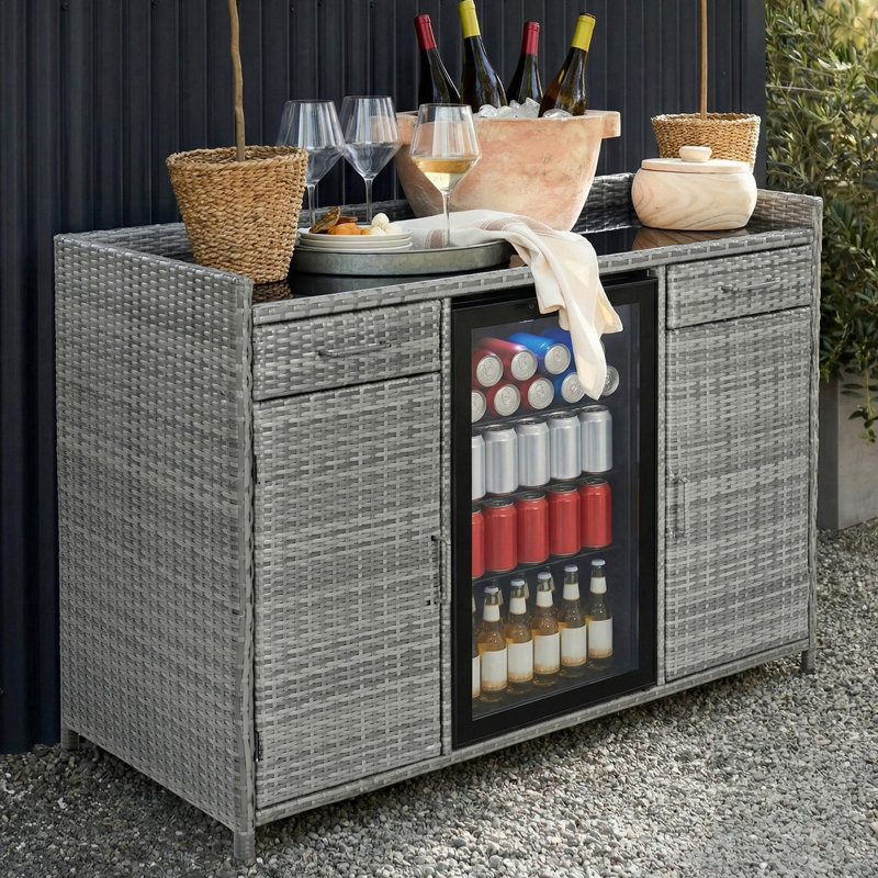 Armoire de rangement d'extérieur en osier, Gris