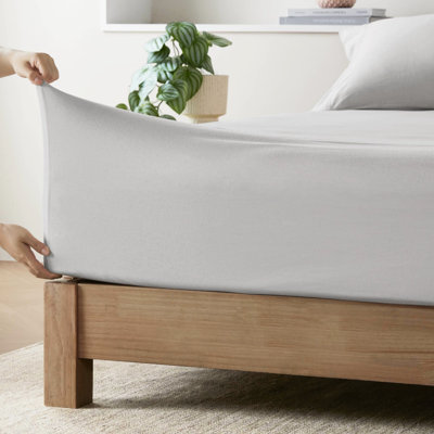 Drap en mélange de coton gris pour grand lit - toutes saisons absorbant et doux, 50%, lavable à la machine, 1 drap plat, 2 taies d'oreiller ajustées, convient à un matelas de 16 po, une literie confortable et luxueuse, jusqu'à