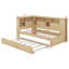 Lit de jour simple en bois avec tablettes de rangement, USB et lit gigogne-1380818072
