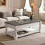Table basse à plateau relevable avec tablette fixe, plateau de table en bois massif, 3 plateaux de rangement cachés, table à deux niveaux gris antique et blanc vieilli pour le salon-1164871649