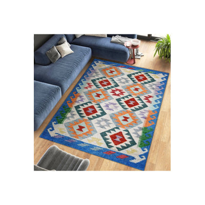 Machine Washable  Multicolor Geometric Patterned Vintage Decorative Rug