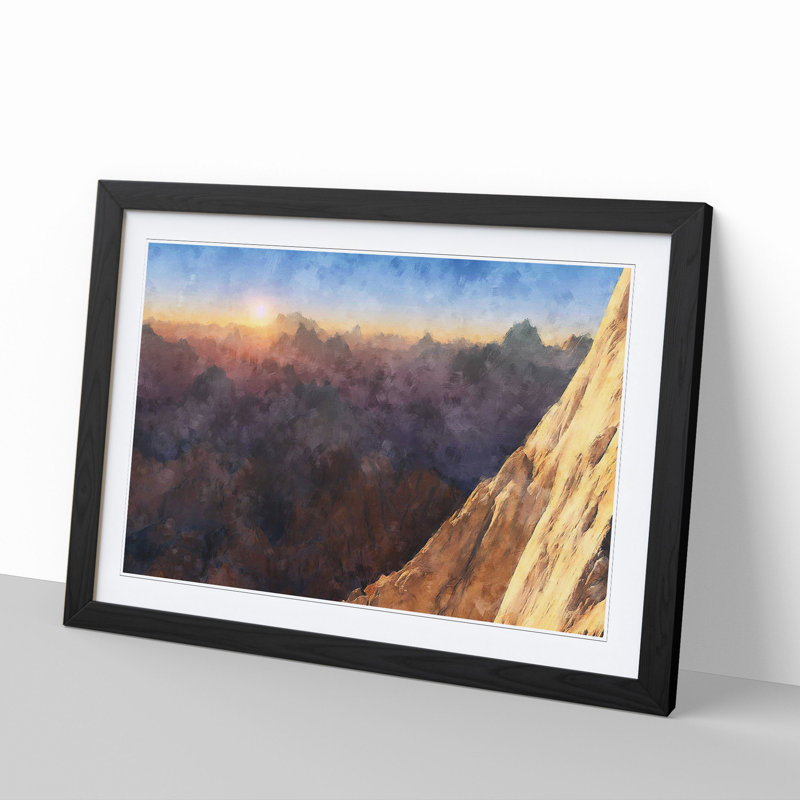 Mountain Sunrise - Picture Frame Painting, Black Framed, 27cm H x 36cm W x 2cm D