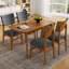 Ensemble de salle à manger ovale 5 pièces pour 4 personnes, table en bois d'hévéa brun et 4 chaises avec sièges rembourrés gris Farmhouse-455278213