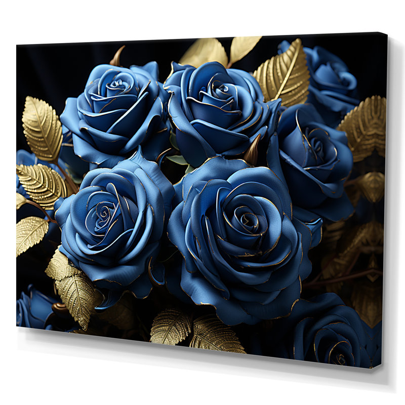 «Azure Blue Roses Arrangement Elegance II», reproduction sur toile, H 12 po x l 20 po x P 1 po, Toile tendue