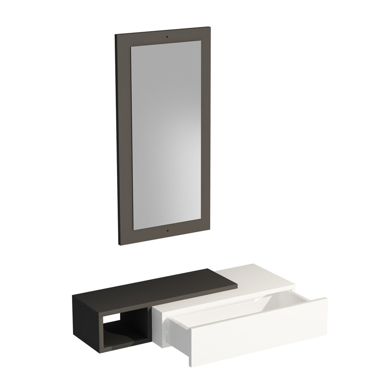 Console Table and Mirror Set 82cm Houts, Anthracite, White