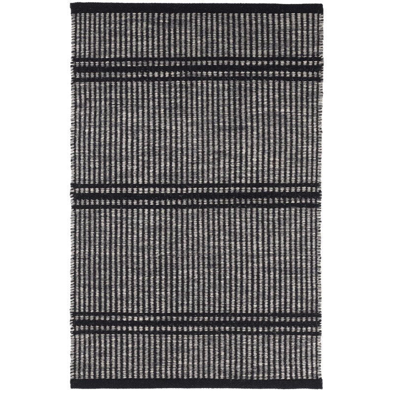 Malta Handwoven Wool Rug, Rectangle 5' x 8', Black