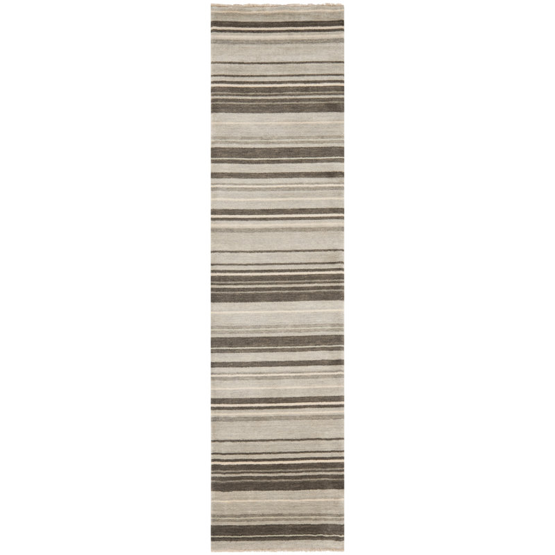 Wesley Tibetan Hand Loomed Wool Striped Rug, Runner 2' x 8'
