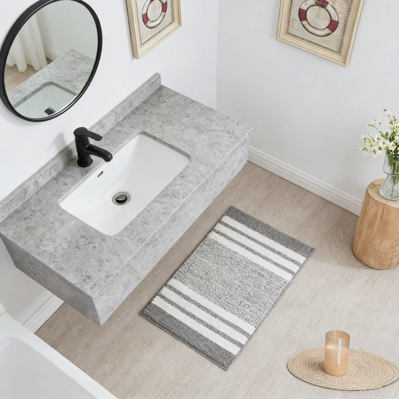 Non-Slip Bath Mat With Plush Microfiber, Absorbent And Washable Bathroom Rug For Safety And Comfort, Gray