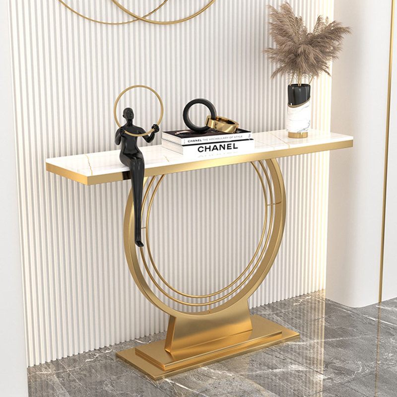 Modern light luxury console table, 31.5" H x 47.2" W x 11.8" D, Gold