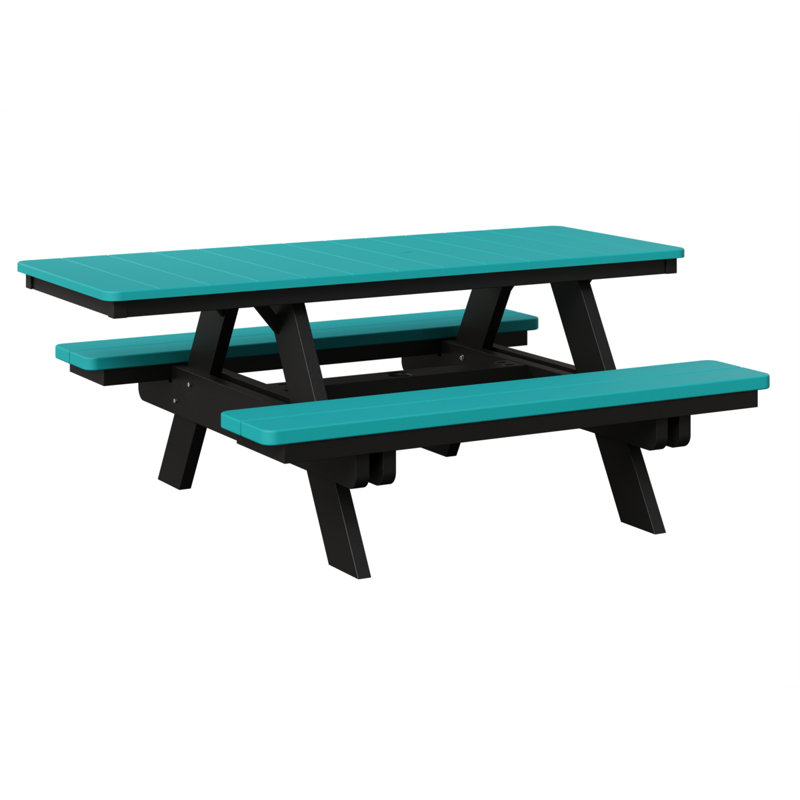 Table de pique-nique rectangulaire Berlin Gardens Ada, Aruba Blue Top/Black Base