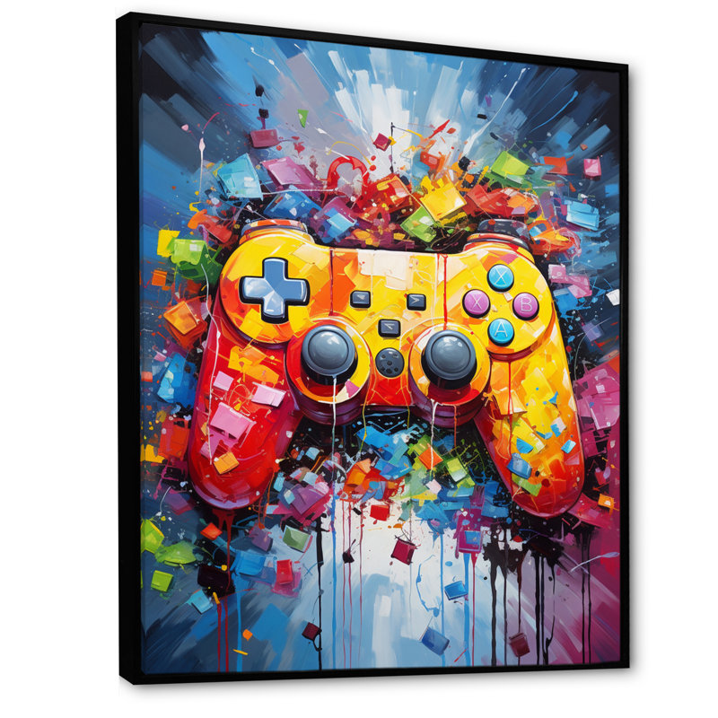 Jeu vidéo Pixel Pop II - Jeux vidéo, art mural, Cadre flottant noir, H 44 po x l 34 po x P 1,5 po