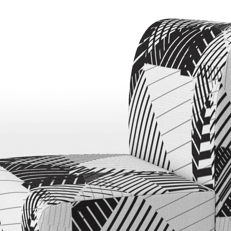 Fauteuil de chambre rembourré à motifs noir et blanc
