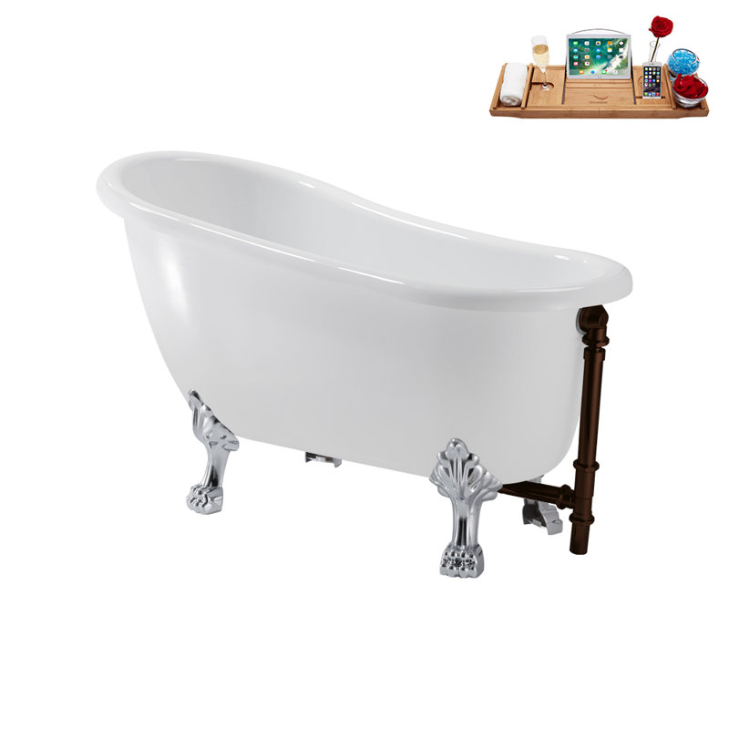 53.1'' x 25.6'' Soaking Acrylic Bathtub, Polished Chrome, Matte Oil Rubbed Bronze