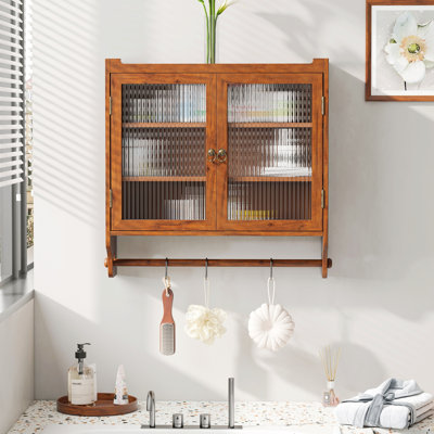 Vintage Double Door Wall Cabinet With Towel Rack