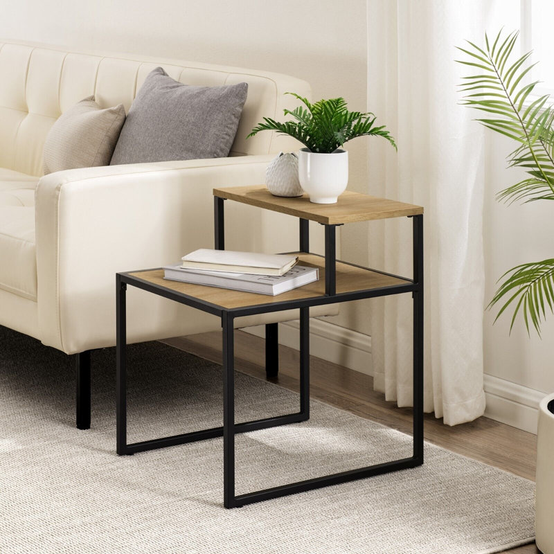 Sperazza Frame Side Table Set, Black, Light Brown