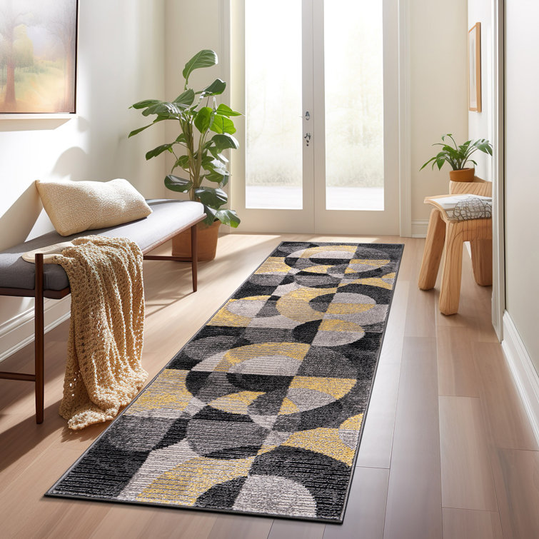 Tapis jaune / ivoire / noir Malica