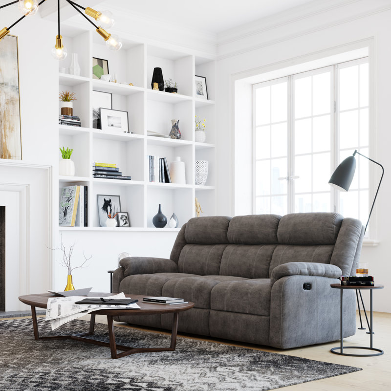 Avalon 82'' Upholstered Reclining Sofa, Manual