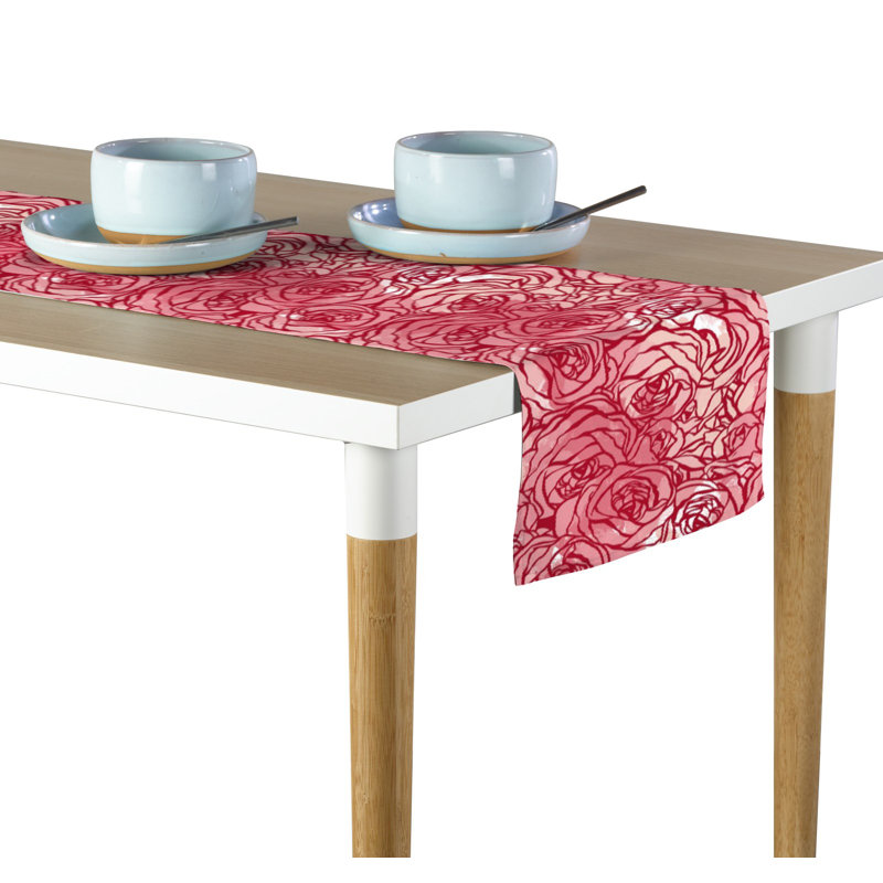 Simonetti Hand Drawn Roses Table Runner, 108" L x 14" W