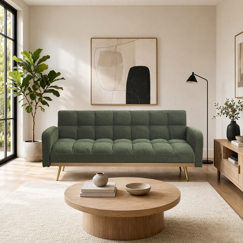 Canapé-lit futon avec 2 coussins Teddy, Green Teddy